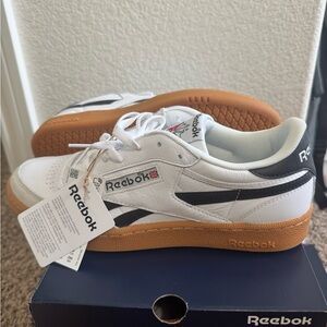 Reebok White and Black Sneakers with Gum Sole